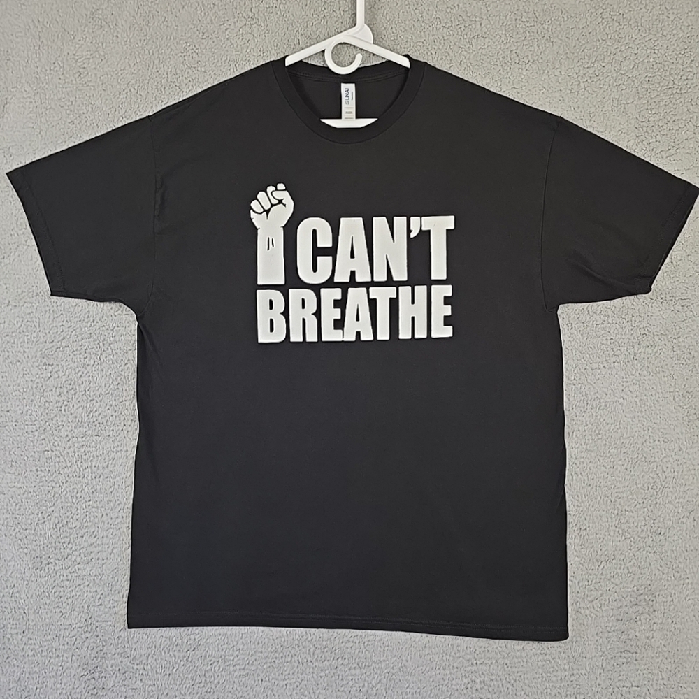 Suna BLM "I Can't Breathe" Men's T-shirt Size 2XL Black 100% Cotton